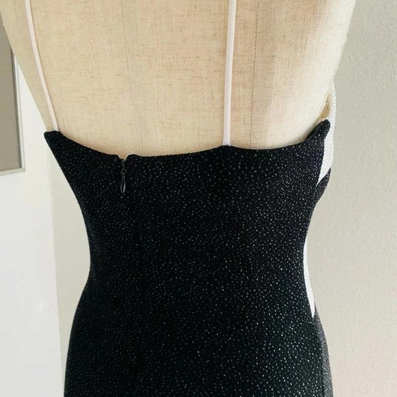 Vintage 90s Cache Halter Sparkle Black & White Formal Dress - Picture 14 of 16